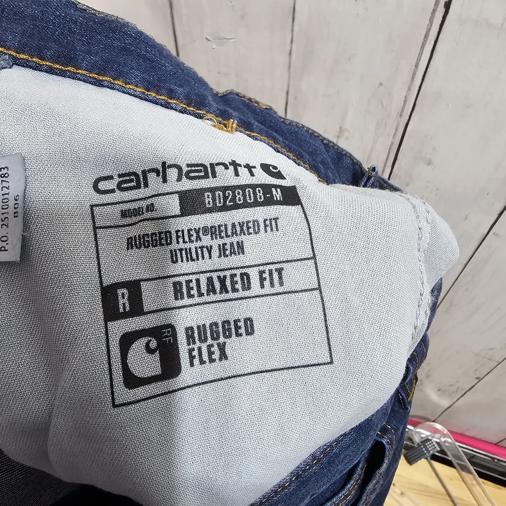 Carhartt Men's Blue Denim Relaxed Fit Carpenter Work Pants Size 34 x 30.